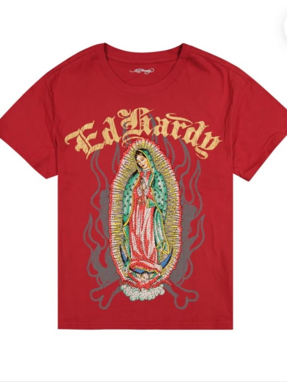 Ed Hardy Red Mary Rhinestine Boxy T-Shirt